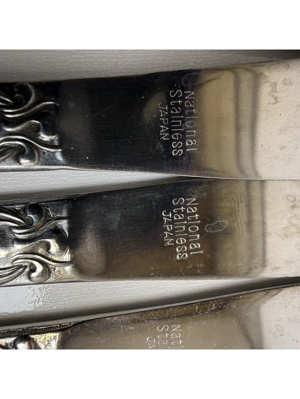 National Stainless Flatware Dinner Butter Knives Japan Medford Vintage Silver